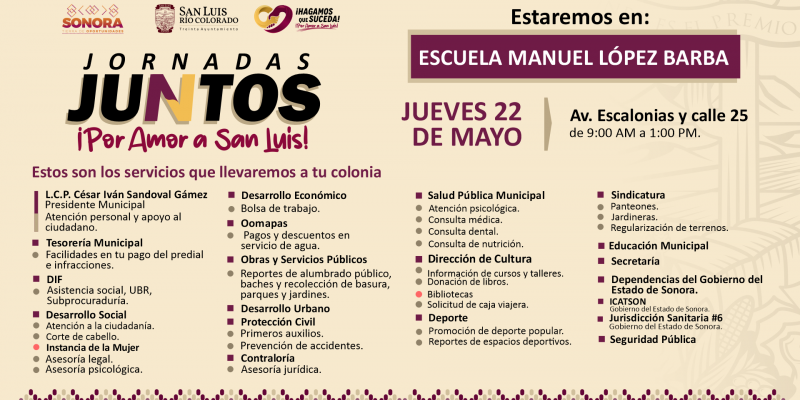 Llevarán Jornadas “Juntos Por Amor A San Luis” a colonia Mezquite